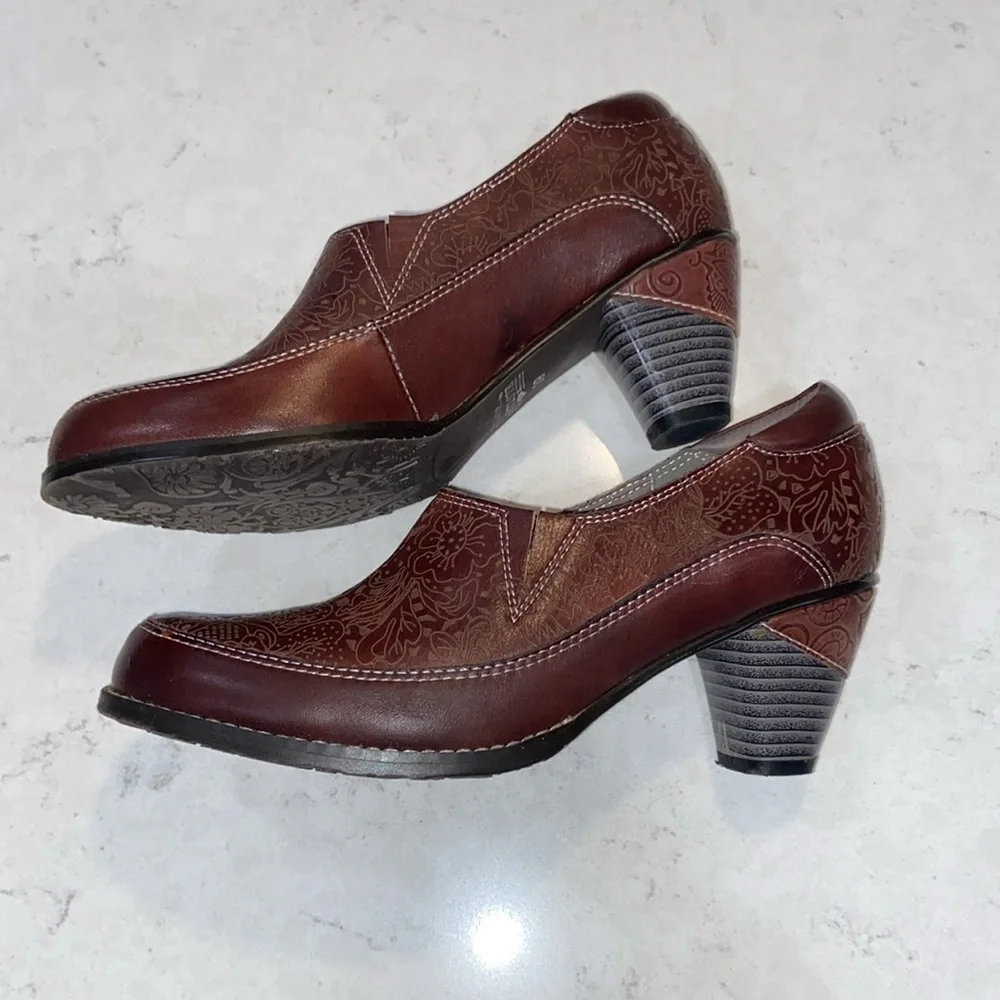 L'Artiste by Spring Step Liboreel Leather Pumps Dark Brown Women's 39/8.5 - Picture 2 of 9